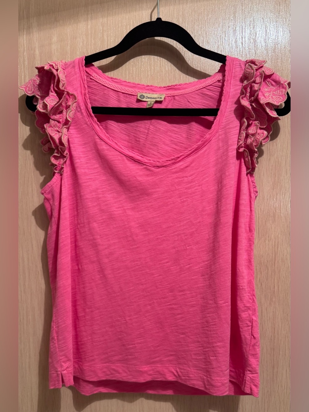 Democracy Hot Pink Ruffle Sleeve Tank Top